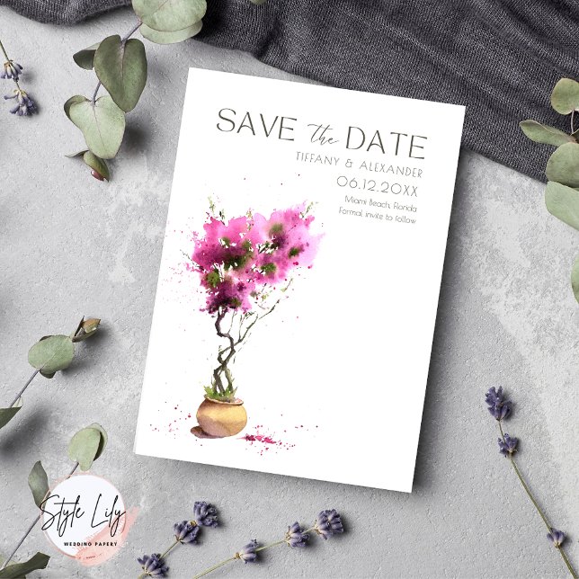 Save The Date Bougainvillea Photo Mariage d'été (Créateur téléchargé)