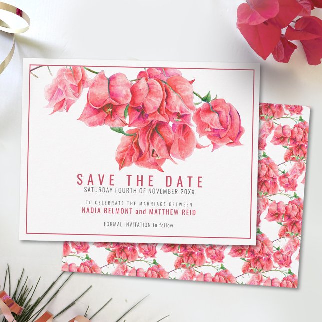 Save The Date Bougainvillea rose rouge mariage (Créateur téléchargé)