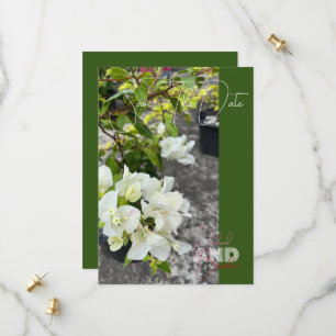 Save The Date bougainvilliers blancs ou carreaux blancs comme ne