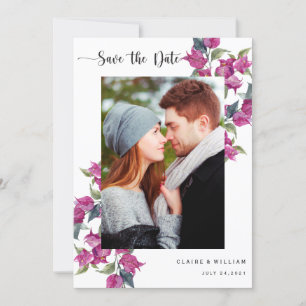 Save The Date Bougainvilliers Floral Photo Wedding Enregistrer l