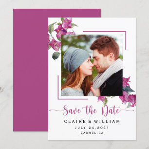 Save The Date Bougainvilliers rose floral Enregistrer la date