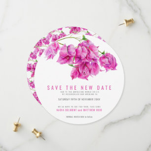 Save The Date Bougainvilliers roses enregistrer la nouvelle date