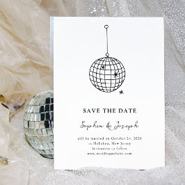 Save The Date Boule Disco Minimaliste Noir et Blanc | Photo