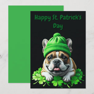 Save The Date Bouledogue français St. Patrick's Day Trèfle Chanc