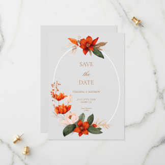 Save The Date Bouquet Boho avec flowe flamboyant Sauvez La Date
