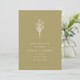 Save The Date Bouquet botanique minimaliste en or Boho