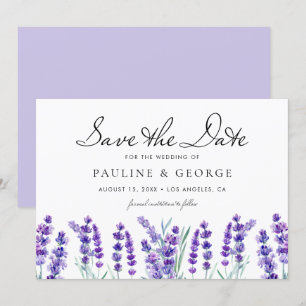 Save The Date Bouquet de fleurs de lavande d'aquarelle