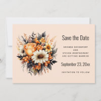 Bouquet de fleurs gris orange