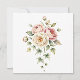 Save The Date Bouquet de Pivoines Douces Élégance Aquarelle