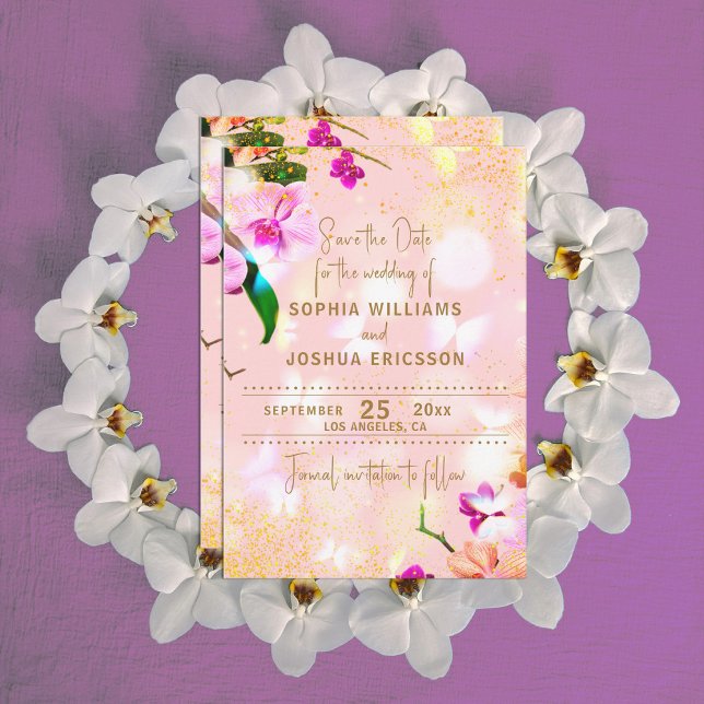 Save The Date Bouquet d'orchidées romantique Élégant Mariage chi (Créateur téléchargé)