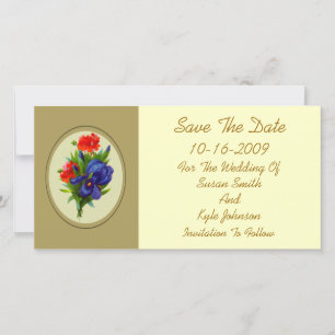 Save The Date Bouquet Fleur Iris Bleu Mariage Enregistrer La Dat