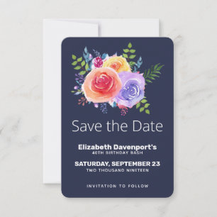 Save The Date Bouquet floral Rose d'aquarelle Enregistrer la dat