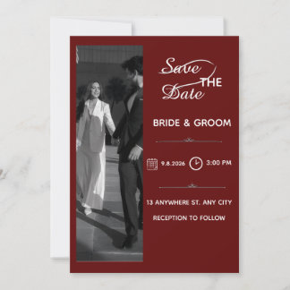 Save The Date Bourgogne Élégance Moderne Photo Enregistrer la Da