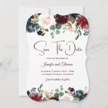 Bourgogne et bleu Mariage anglais Fleurs