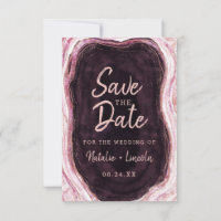 Bourgogne et Rose Gold Geode Agate Marbre Moderne