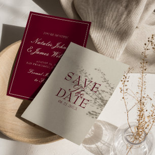Save The Date Bourgogne Fantaisie Crème Argent Ancien Mariage Ré