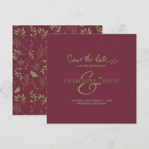 Save The Date Bourgogne moderne et mariage vert Enregistrer la d