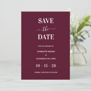 Save The Date Bourgogne Moderne Minimale Économisez La Date