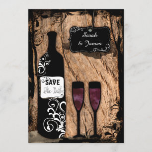 Save The Date Bouteille de vin rustique Aquarelle Enregistrer la