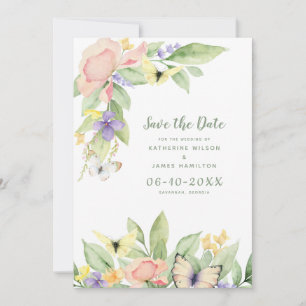Save The Date Bouteilles d'aquarelle Floral Élégant Sage Vert