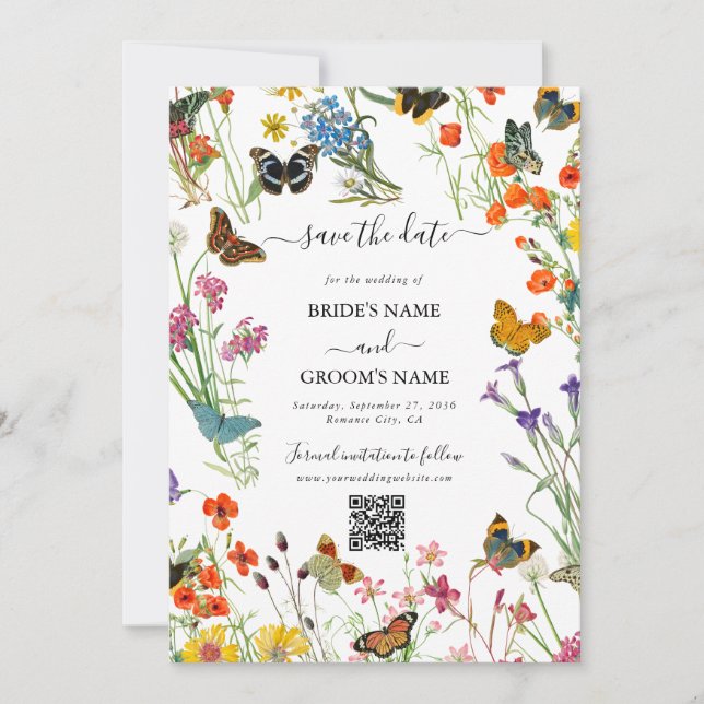Save The Date Bouteilles Fleurs sauvages  Mariage floral (Devant)