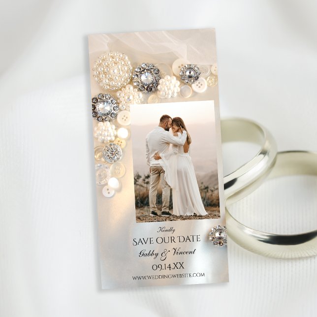 Save The Date Boutons Diamond Pearl Blanc Mariage Enregistrer la (Créateur téléchargé)