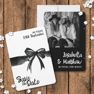 Save The Date Bow blanc noir moderne Mariage simple