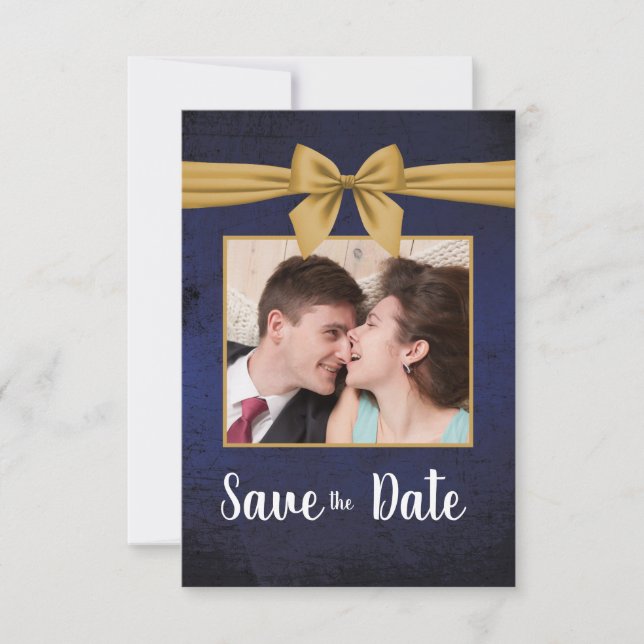 Save The Date Bow or bleu foncé (Devant)