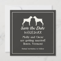 Boxer Chien Silhouettes Mariage Enregistrer la dat