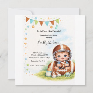 Save The Date Boy Football Baby Shower