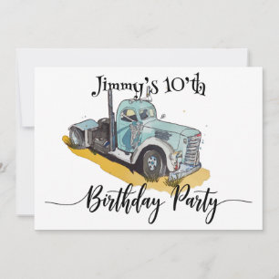 Save The Date Boys Anniversaire Party Blue Semi Truck