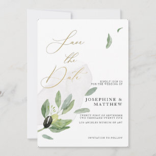 Save The Date Branche d'olive botanique Calligraphie élégante