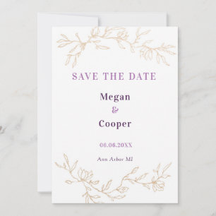 Save The Date Branches Dorées Mariage Design Lavander