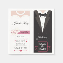 Save the Date Braut & Groom Hochzeitseinladung Serviette