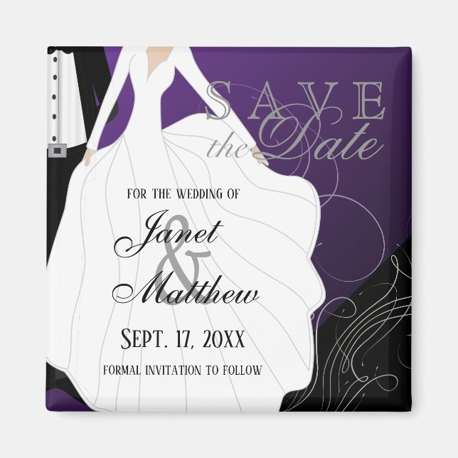 Save the Date - Braut und Bräuche - Lila Magnet (Vorne)
