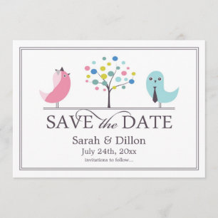 Save the Date Braut-und Bräutigam-Vogel-flache