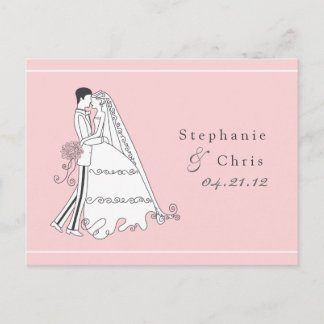 Save the Date Bride and Groom 01 Ankündigungspostkarte