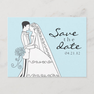 Save the Date Bride and Groom 02 Ankündigungspostkarte