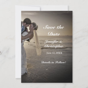 Save The Date Bride & Groom Grayed Sunset Beach Enregistrer la d