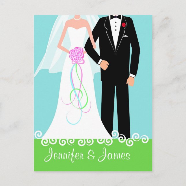 Save the Date - Bridge & Groom Postkarte (Vorderseite)