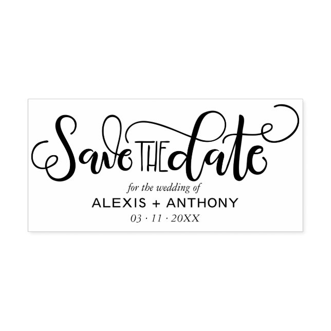 Save the Date Briefmarke mit individuellen Namen Gummistempel (Prägung)