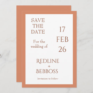 Save The Date Bright Copper Elegant Modern Wedding