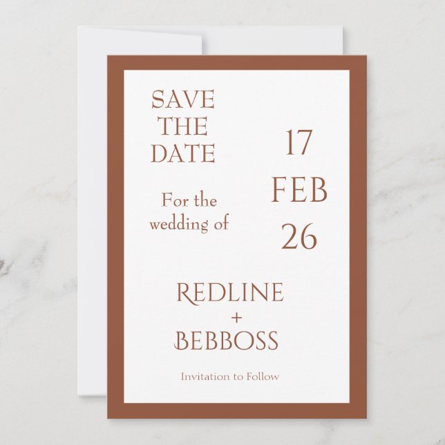 Save The Date Bright Copper Elegant Modern Wedding (Devant)