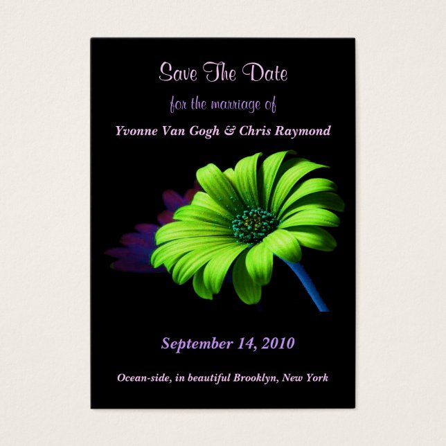 Save the Date Bright Green Daisy III (Vorderseite)