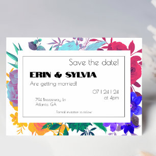 Save The Date Bright Rainbow Botanical Mariage