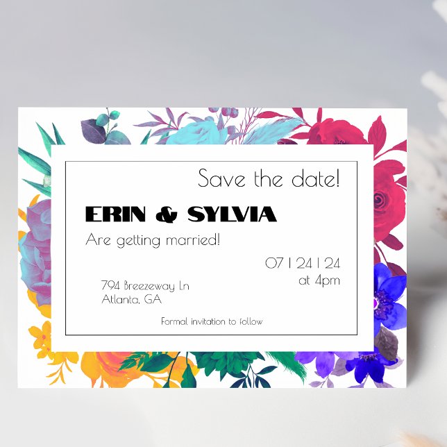 Save The Date Bright Rainbow Botanical Mariage (Créateur téléchargé)