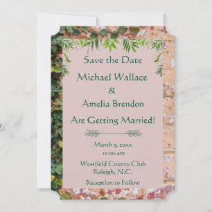 Save The Date Briques peintes Green Ivy Wedding Enregistrer la d