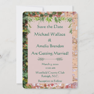 Save The Date Briques peintes Green Ivy Wedding Enregistrer la d