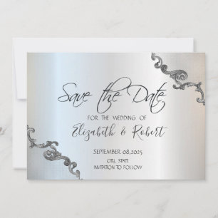 Save The Date Broderie Ancienne Bordure Argent Mariage Prévenez