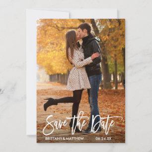 Save The Date Brosse moderne Script Couple Photo